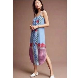 Anthropologie Lilka Estina Embroidered Button Down Midi Dress